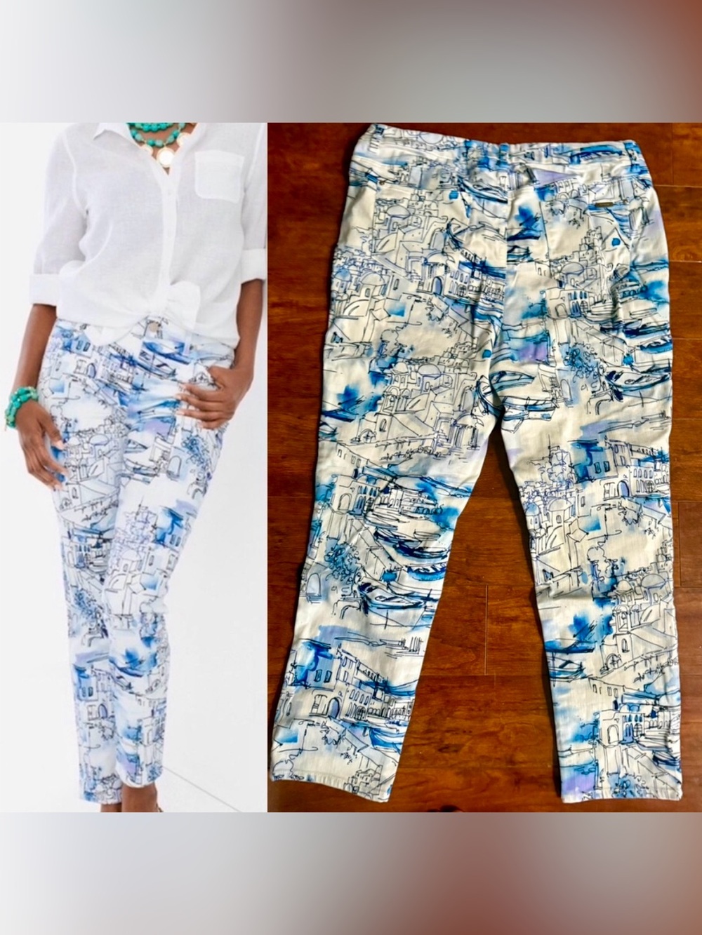 Chico's Mediterranean City The So Slimming Girlfriend Ankle Jean Size 14 (2.5)
